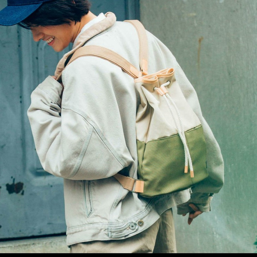 Voyage Backpack with Draw-String and Leather Trim - WEMUG