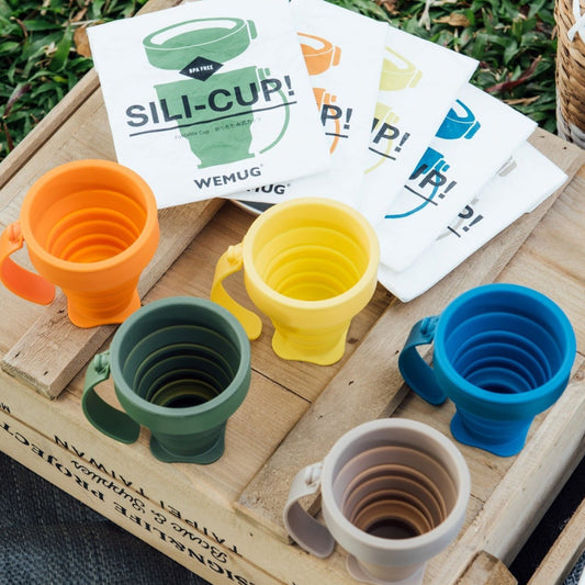 WEMUG On-the-go Foldable Sili Cup with reusable Tyvek bag - WEMUG