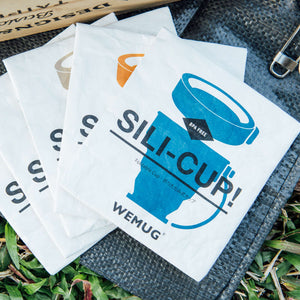 WEMUG On-the-go Foldable Sili Cup with reusable Tyvek bag - WEMUG