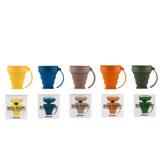 WEMUG On-the-go Foldable Sili Cup with reusable Tyvek bag - WEMUG