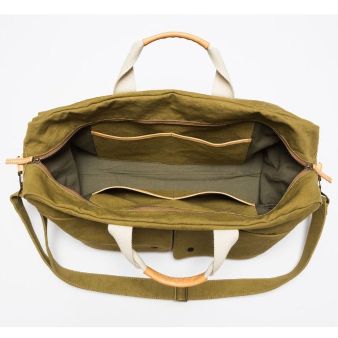 Travel Bag, Italy Canvas, Italy cow leather - Trip Weekender - Yellow - WEMUG