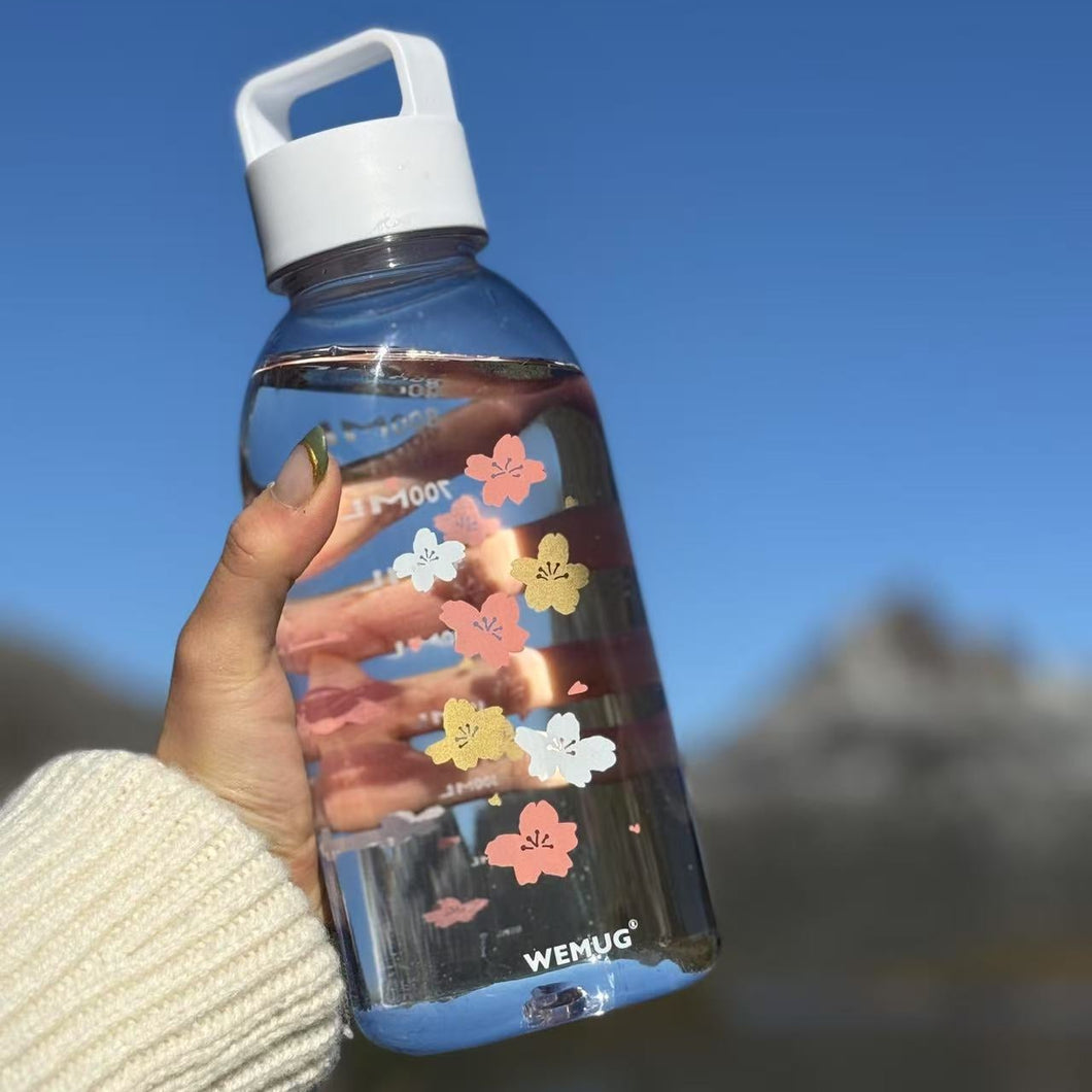 WEMUG Giant Bottle 1000ml plastic water bottle for sports and travelling-Sakura