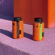 Load image into Gallery viewer, WEMUG Zipper Jacket Bottle Sleeve – Orange/Lime and Orange/Brown both colours