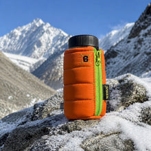 Load image into Gallery viewer, WEMUG Zipper Jacket Bottle Sleeve – Orange/Lime mountain lifestyle