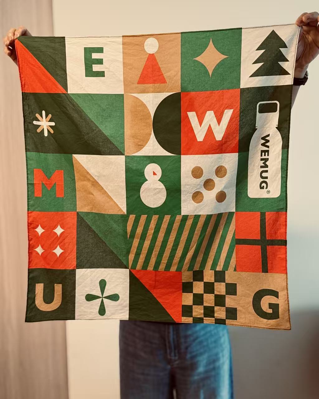 Christmas Festive Print Scarf Soft Lightweight Fabric Perfect Holiday Gift