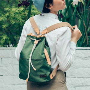 Voyage Backpack with Draw-String and Leather Trim - WEMUG