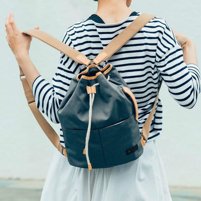 Voyage Backpack with Draw-String and Leather Trim - WEMUG