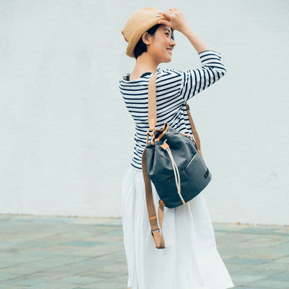 Voyage Backpack with Draw-String and Leather Trim - WEMUG