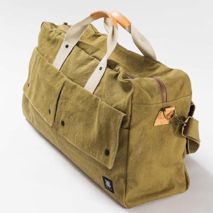 Travel Bag, Italy Canvas, Italy cow leather - Trip Weekender - Yellow - WEMUG