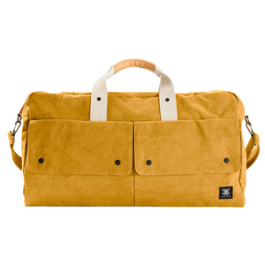 Travel Bag, Italy Canvas, Italy cow leather - Trip Weekender - Yellow - WEMUG